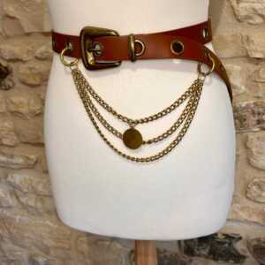 Ceinture avec chaine marron