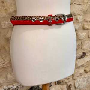 Ceinture léopard rouge