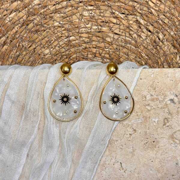 Boucles d'oreilles gouttes blanches