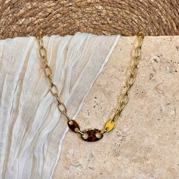 Collier en maille léopard
