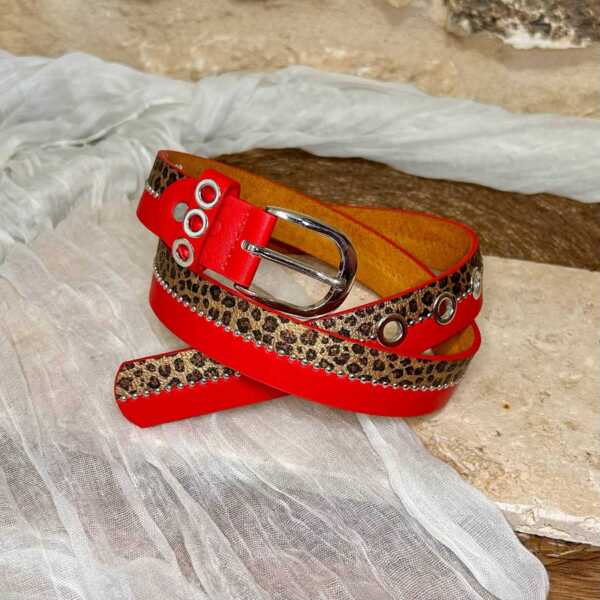 Ceinture léopard rouge