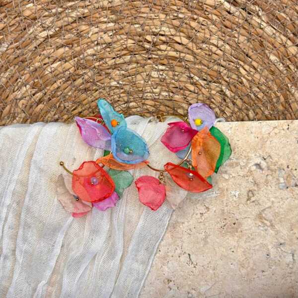 Boucles d'oreilles multicolore fleurs