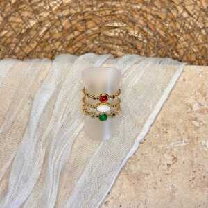 Bague 3 rangs multicolore