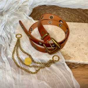Ceinture avec chaine marron