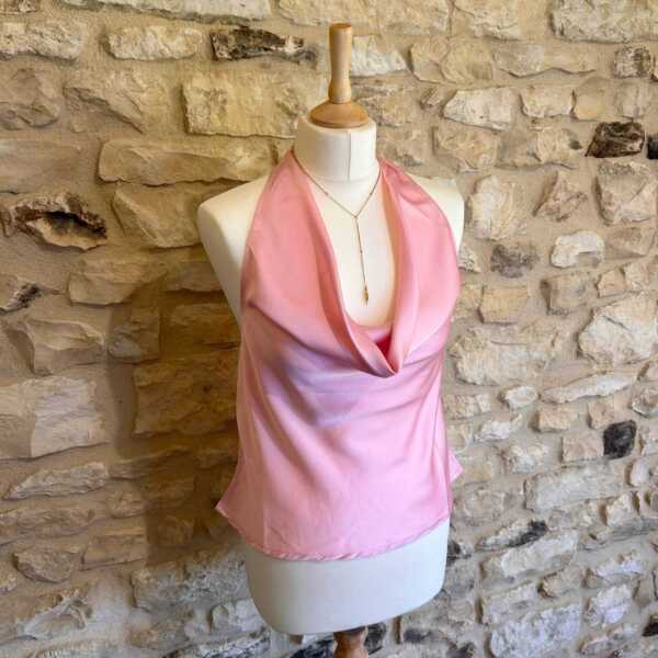 Top satiné dos nu rose – Image 2