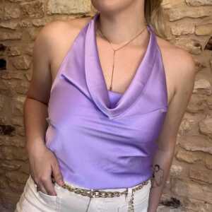 Top satiné dos nu violet