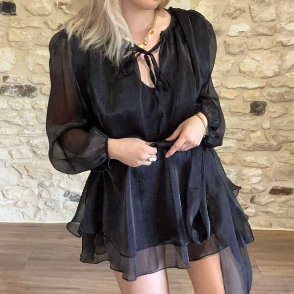 Robe courte noir irisée – Image 2