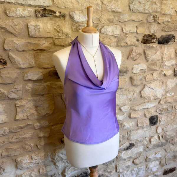 Top satiné dos nu violet – Image 2