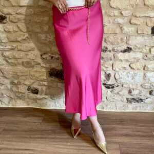 Jupe longue satinée fuchsia