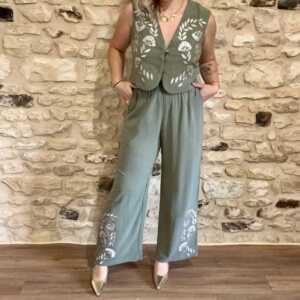 Ensemble kaki floral