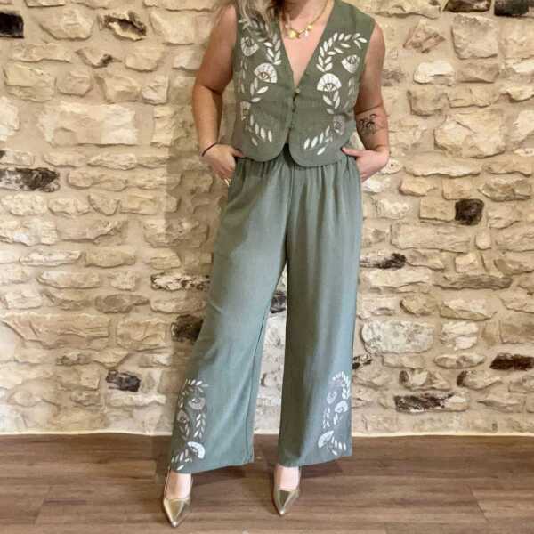 Ensemble kaki floral
