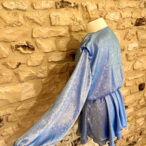 Robe courte bleu satinée – Image 4
